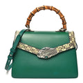 Gucci Calfskin Snakeskin Small Lilith Top Handle Bag Green