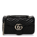 Gucci Lambskin Matelasse Medium GG Marmont Shoulder Bag Black
