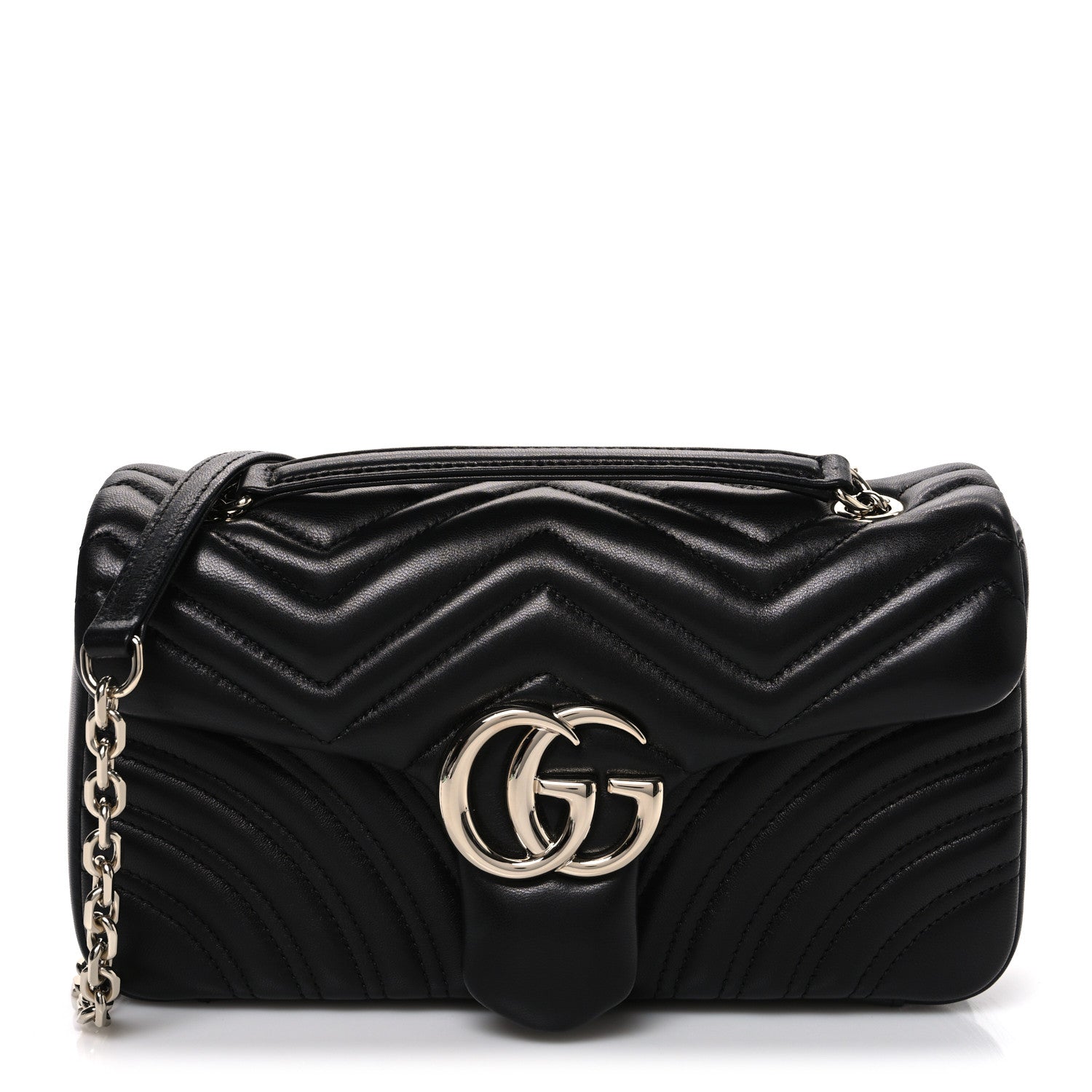 Gucci Lambskin Matelasse Medium GG Marmont Shoulder Bag Black