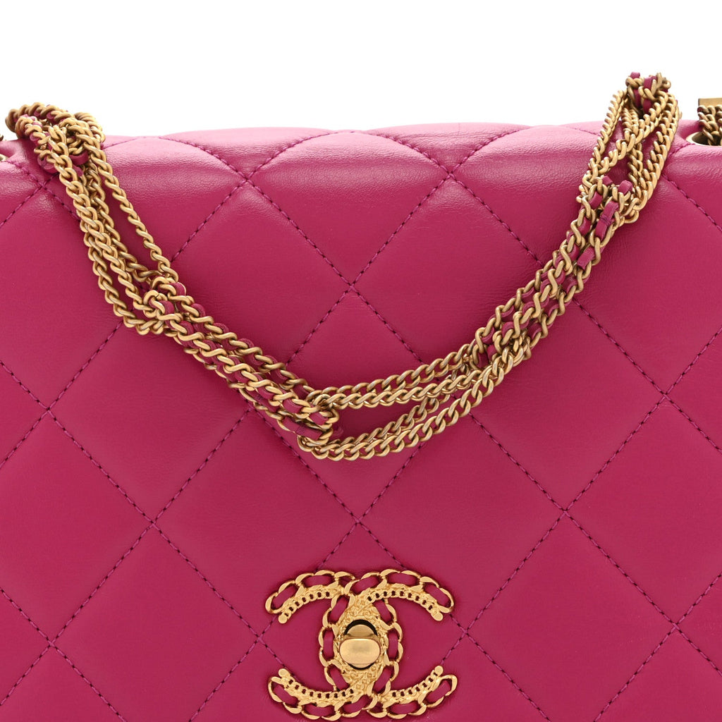 Chanel Lambskin Quilted On And On Small Chain Flap Fuchsia