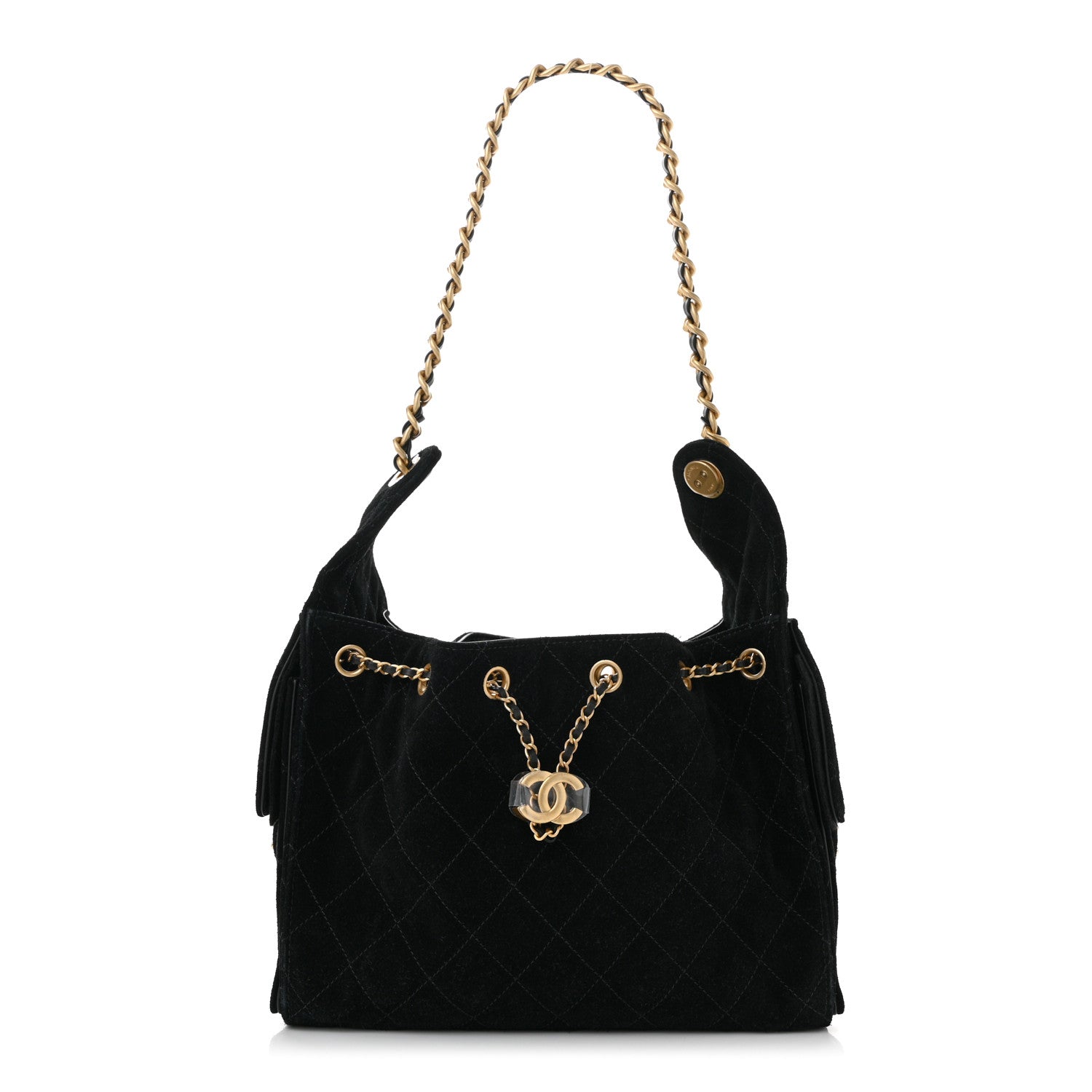 Chanel Suede Quilted Small Chanel 25 Handbag Black