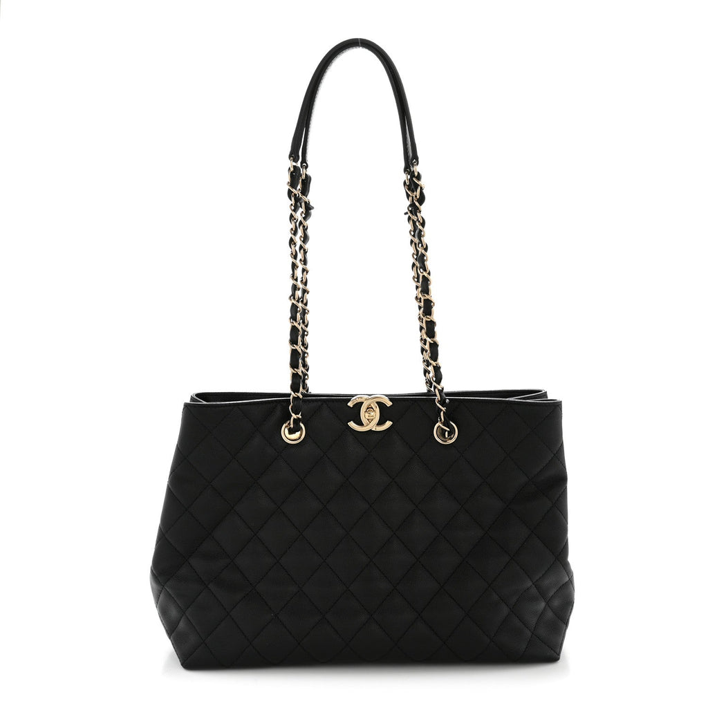 Chanel Caviar Quilted Small Shopping Tote  Black