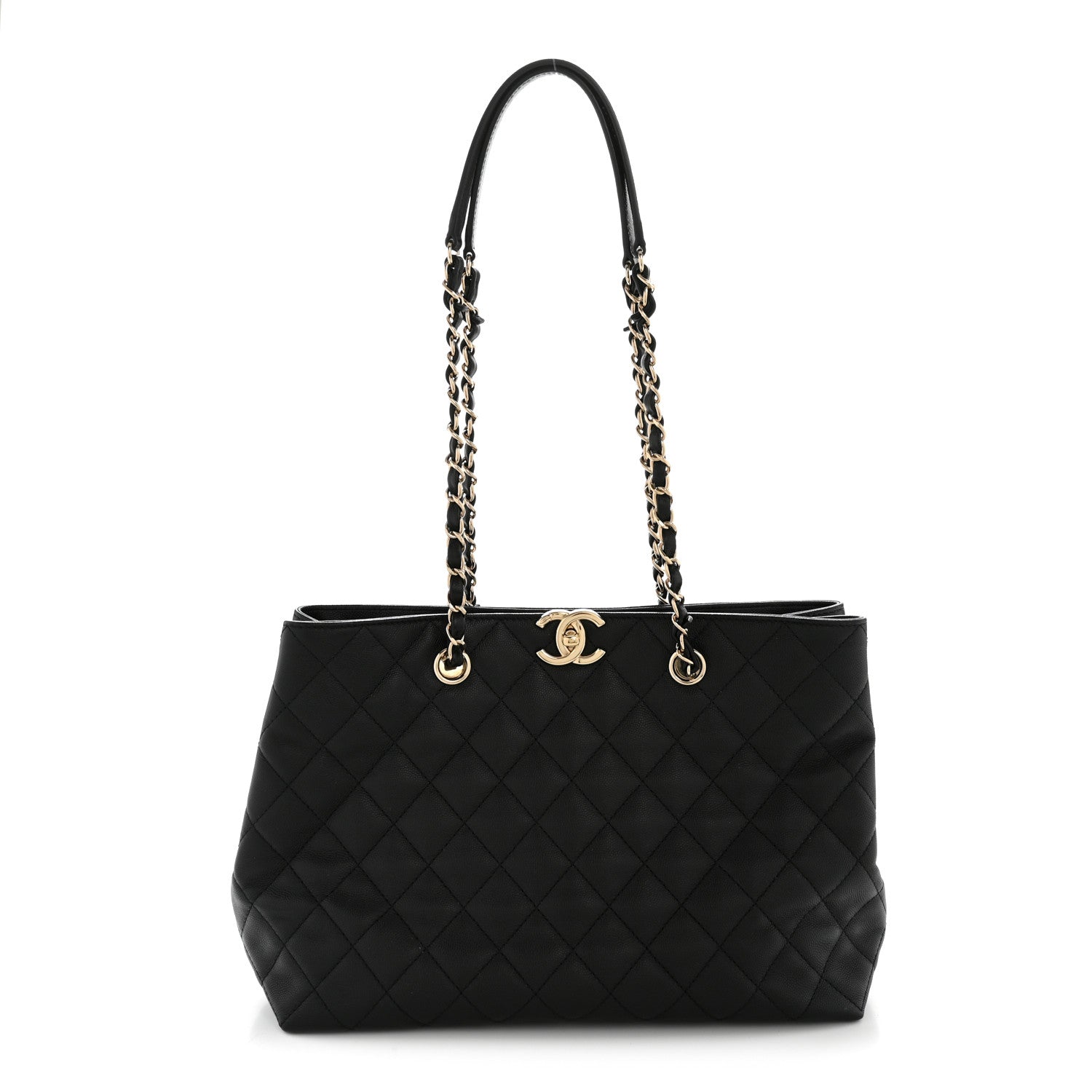 Chanel Caviar Quilted Small Shopping Tote  Black