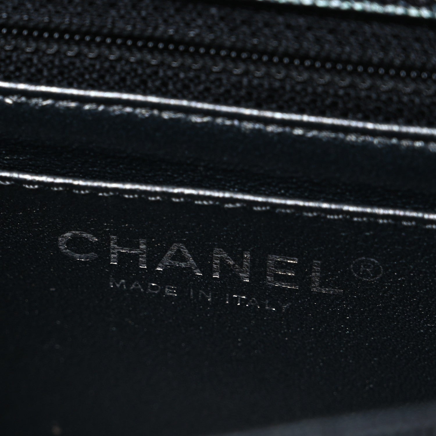 Chanel Metallic Caviar Chevron Quilted Mini Rectangular Flap Black