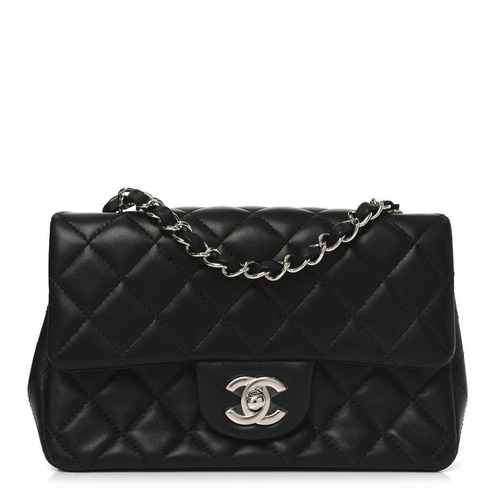 Chanel Lambskin Quilted Mini Rectangular Flap Black