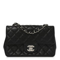 Chanel Lambskin Quilted Mini Rectangular Flap Black