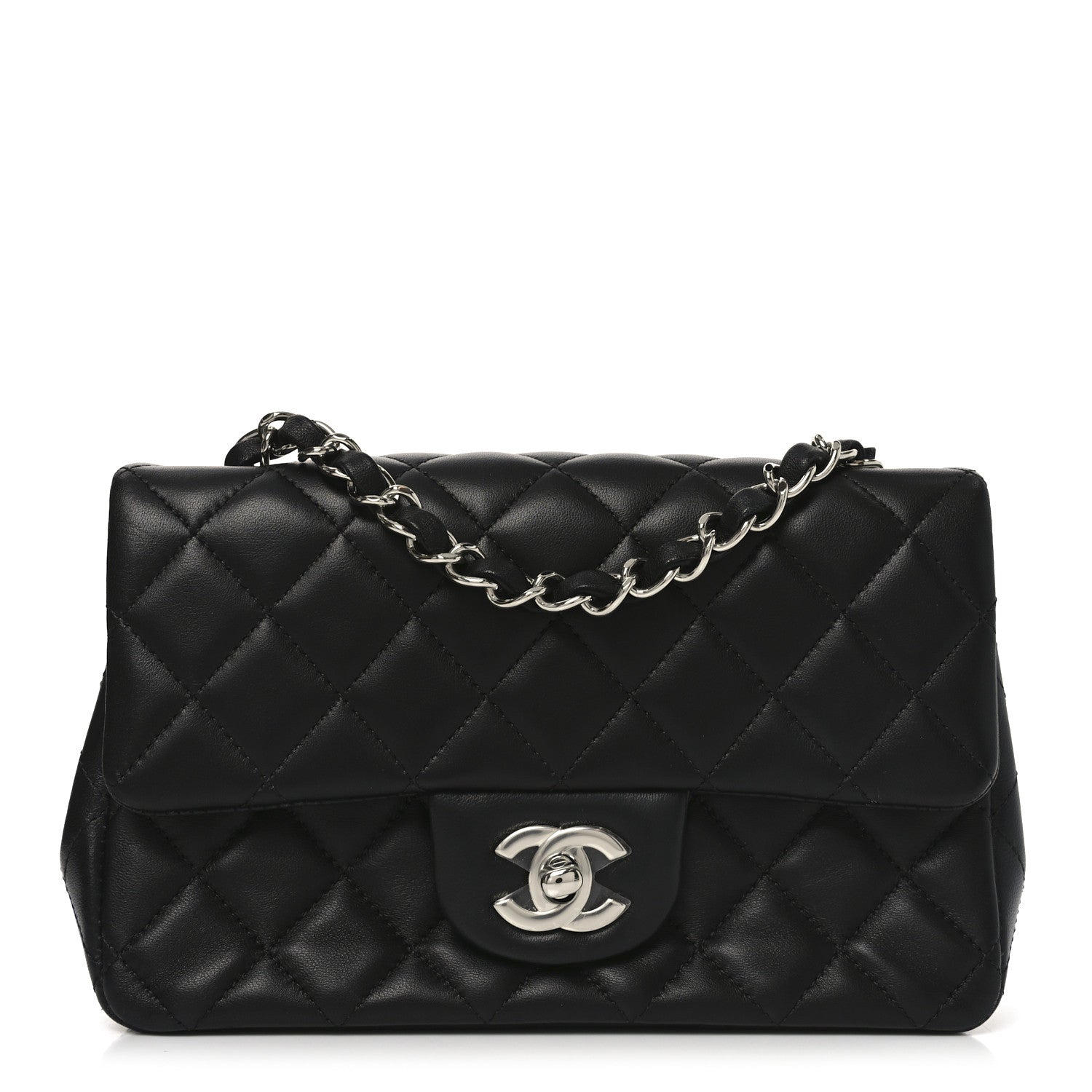 Chanel Lambskin Quilted Mini Rectangular Flap Black
