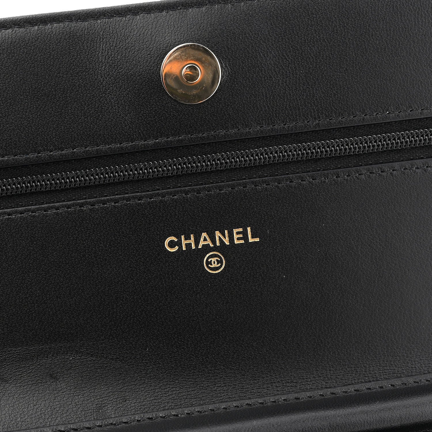 Chanel Lambskin Quilted Enamel CC Wallet On Chain WOC Black