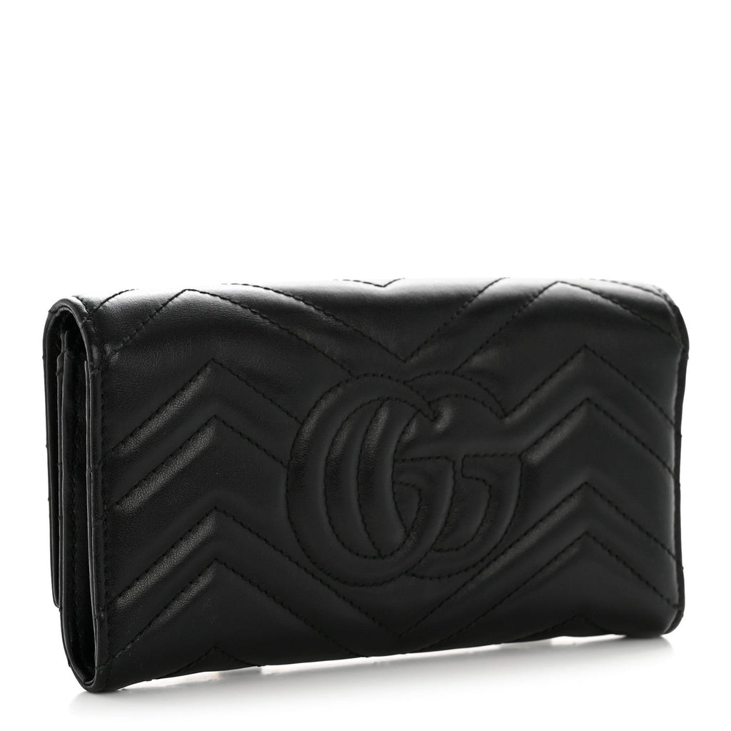 Gucci Calfskin Matelasse GG Marmont Continental Wallet Black