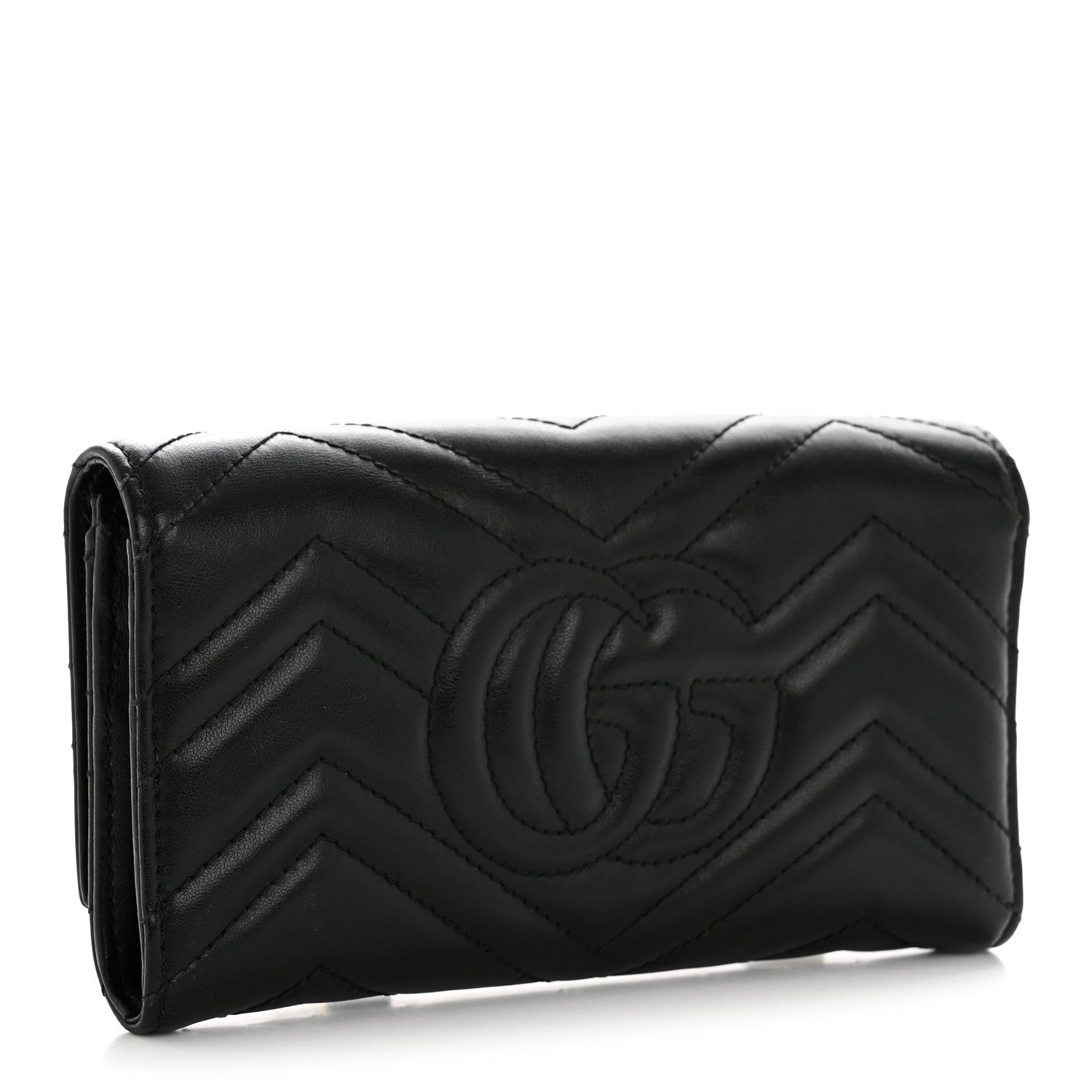 Gucci Calfskin Matelasse GG Marmont Continental Wallet Black
