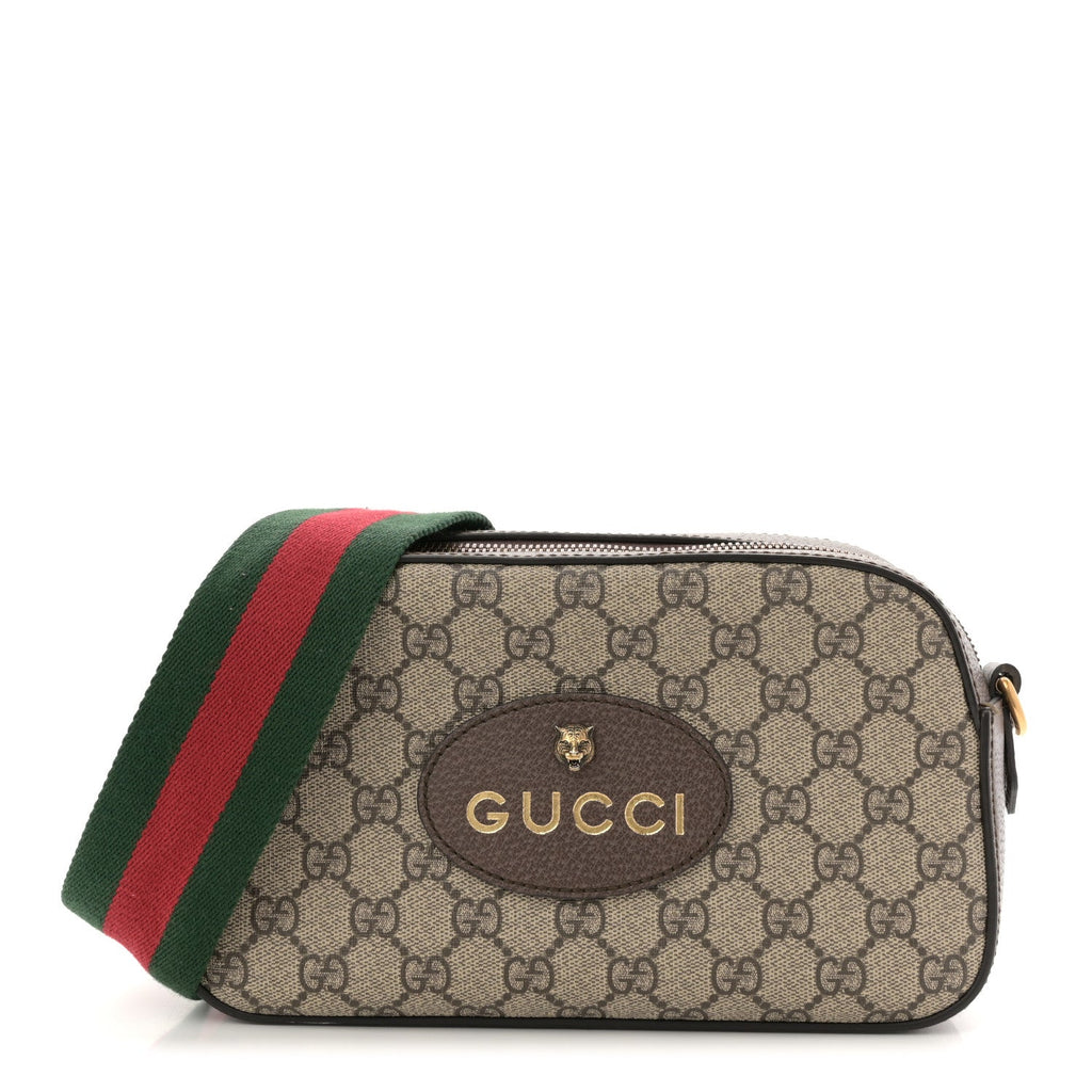 Gucci GG Supreme Monogram Web Neo Vintage Shoulder Bag Beige New Acero Crop