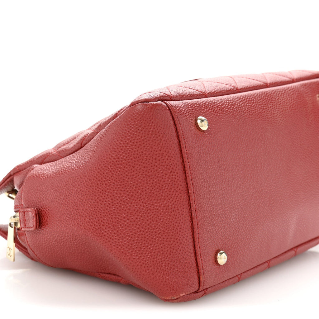 Chanel Caviar Quilted Petit Timeless Shopping Tote PTT Red