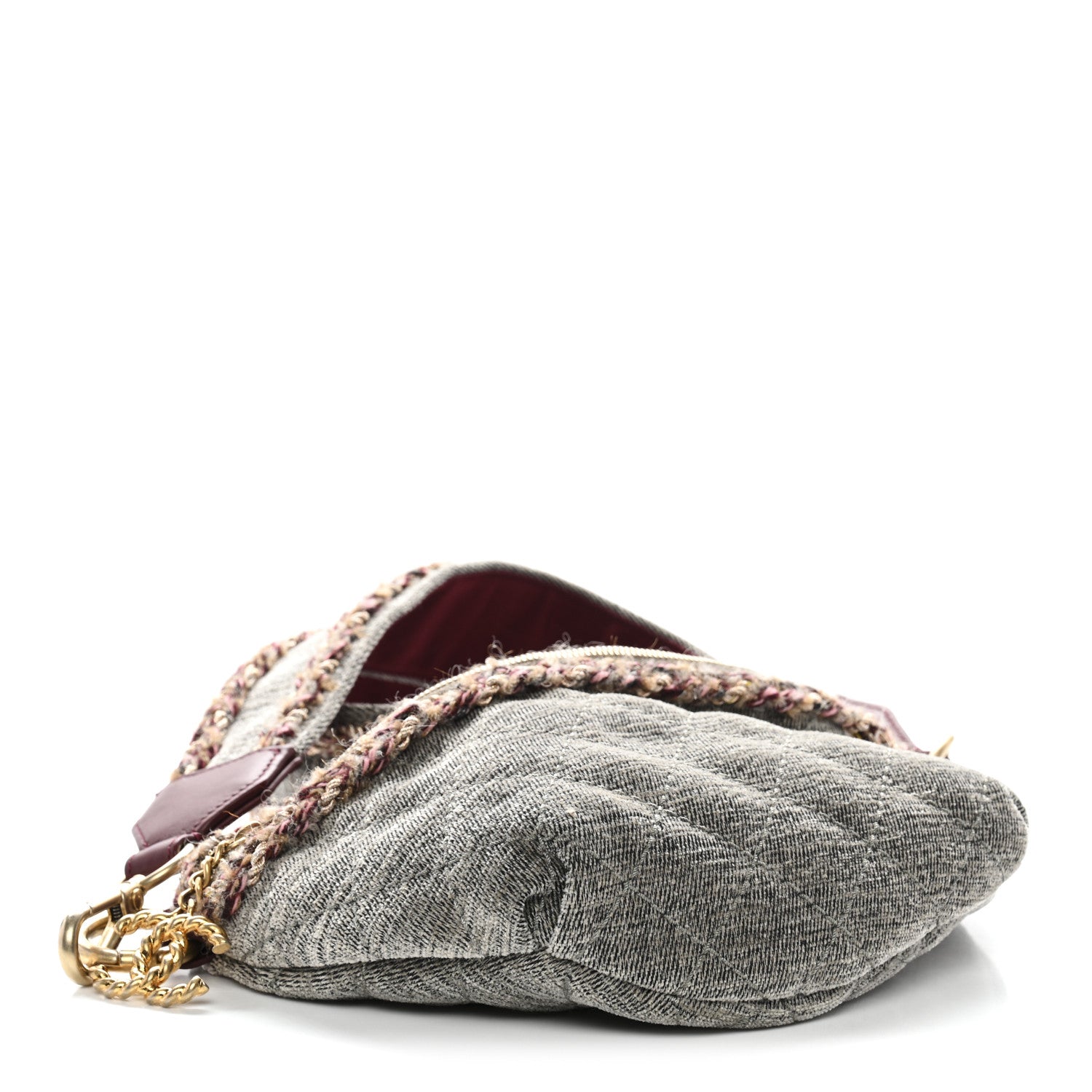 Chanel Wool Velvet Quilted Parisian Stroll Belt Bag Grey