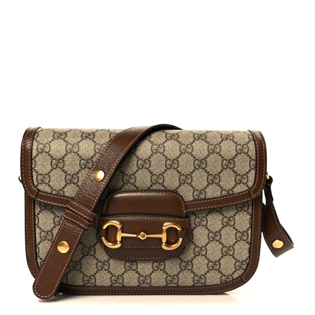 Gucci GG Supreme Monogram Horsebit 1955 Shoulder Bag Beige Brown Sugar