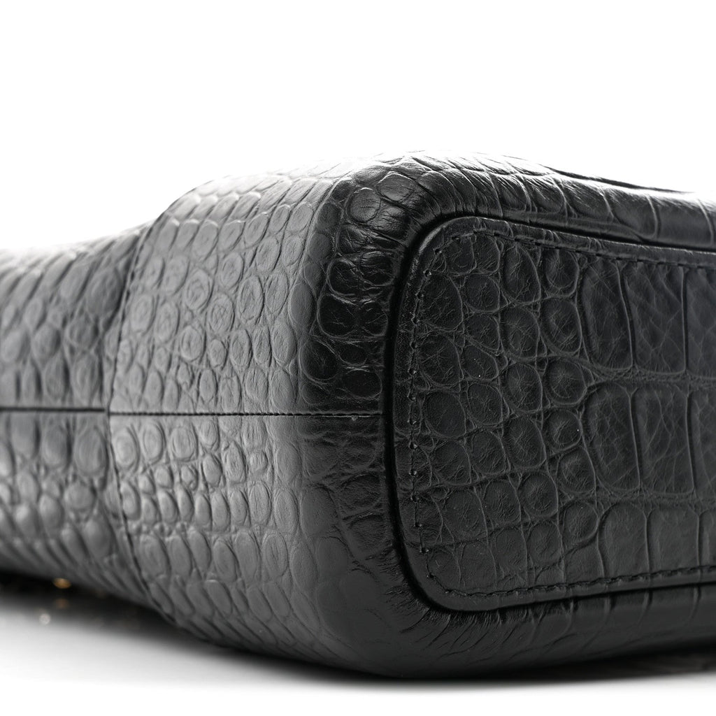 Chanel Crocodile Embossed Calfskin Medium Gabrielle Cocodile Hobo Black