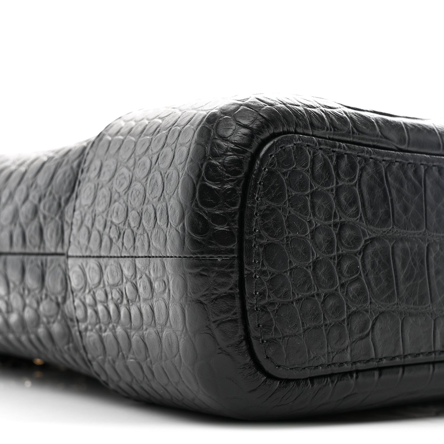 Chanel Crocodile Embossed Calfskin Medium Gabrielle Cocodile Hobo Black