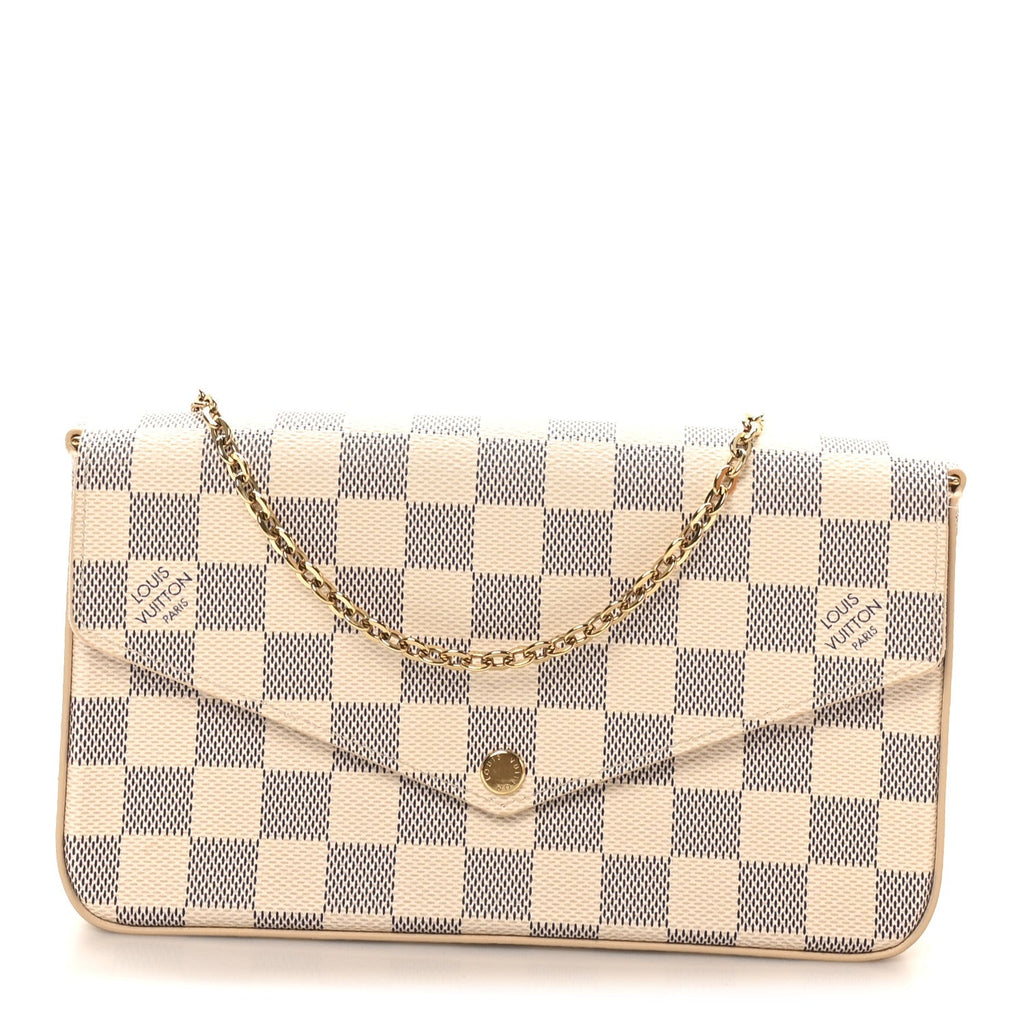 Louis Vuitton Damier Azur Pochette Felicie Chain Wallet Rose Ballerine
