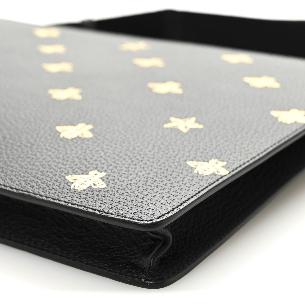 Gucci Grained Calfskin Bee Star Messenger Black