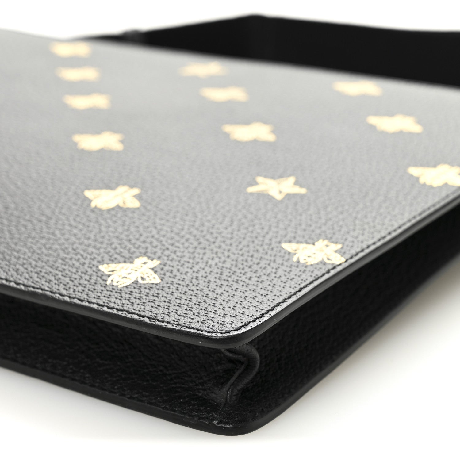 Gucci Grained Calfskin Bee Star Messenger Black