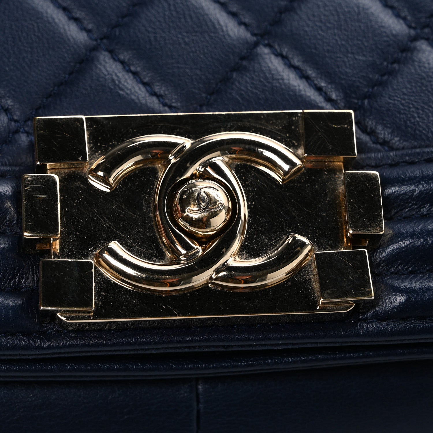 Chanel Lambskin Quilted New Medium Boy Flap Dark Navy Blue