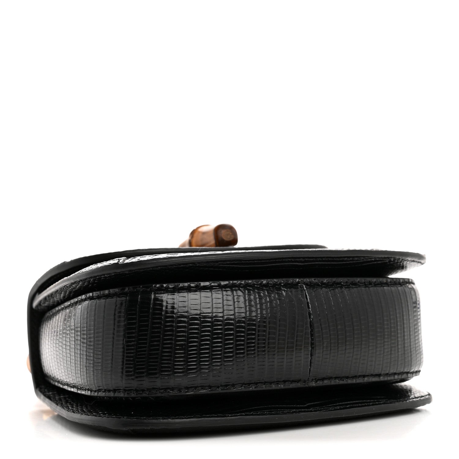Gucci Sequin Lizard Embossed GG Mini Bamboo 1947 Top Handle Chain Bag Black White