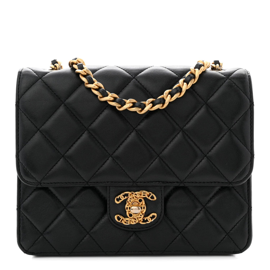 Chanel Lambskin Quilted CC Logo Mini Flap Black