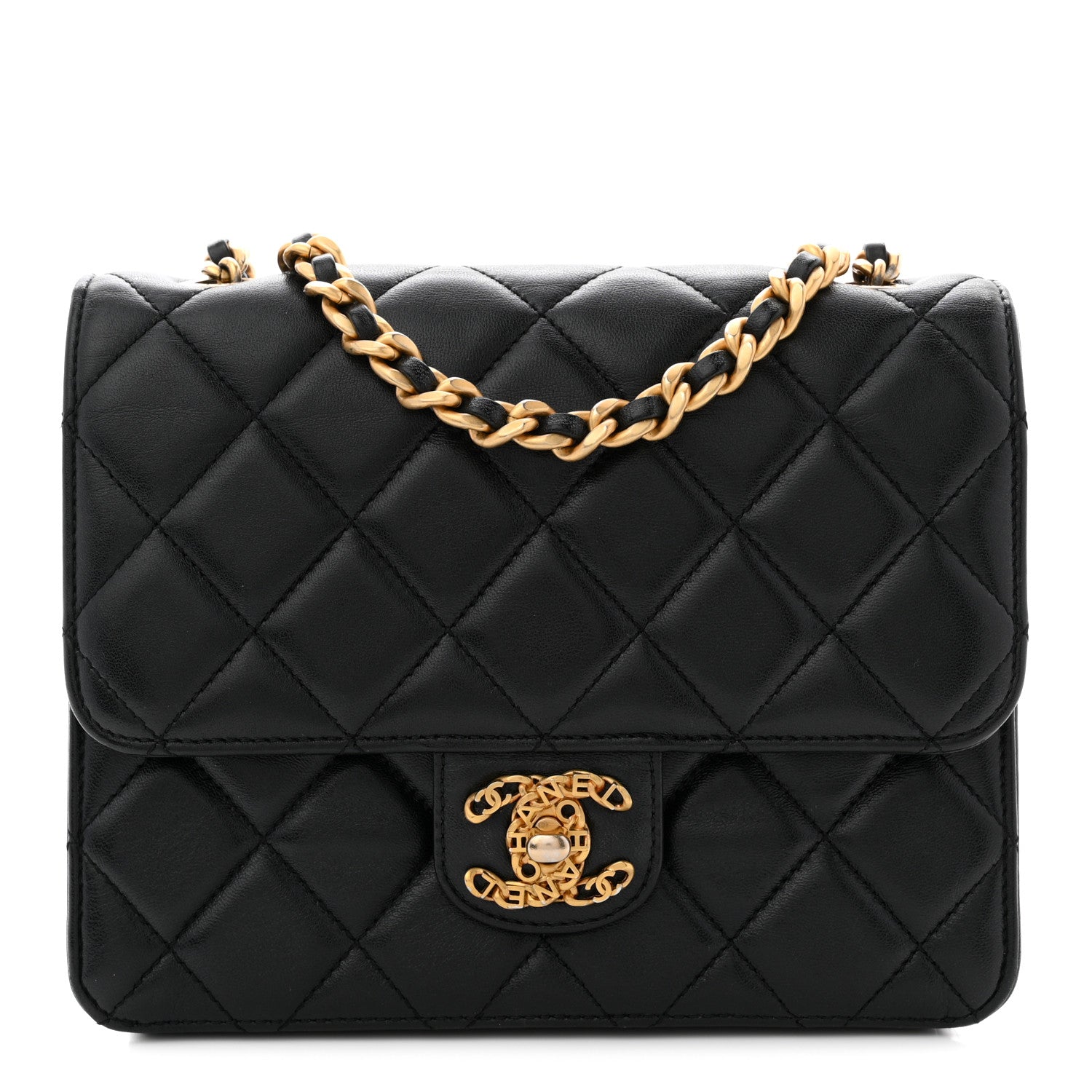 Chanel Lambskin Quilted CC Logo Mini Flap Black