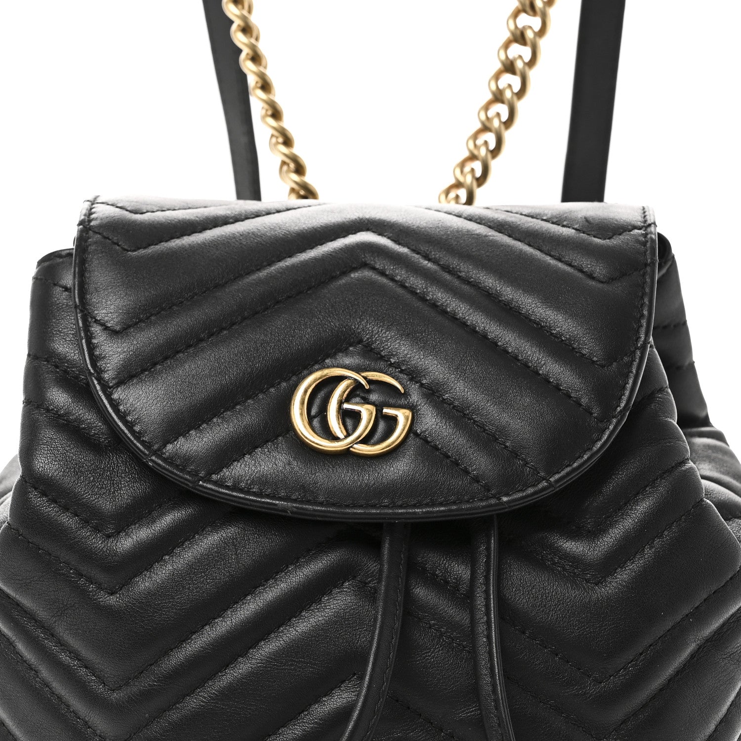 Gucci Calfskin Matelasse GG Marmont Flap Backpack Black