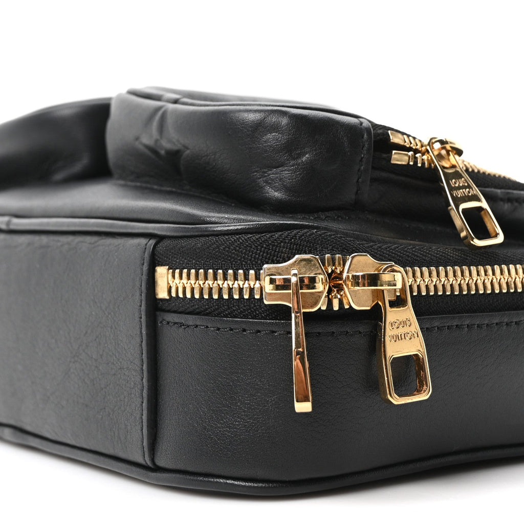 Louis Vuitton Calfskin Monogram Embossed Utility Crossbody Black