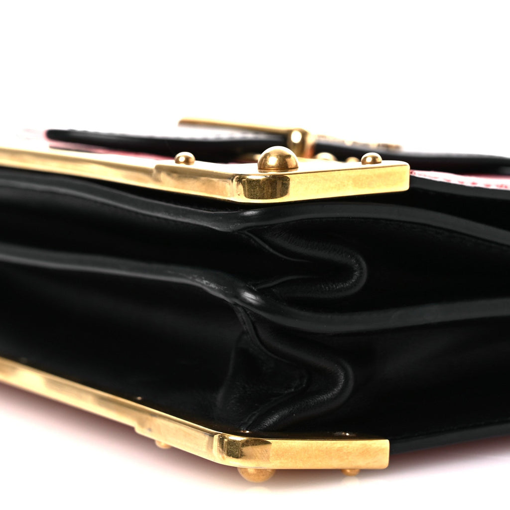 Prada City Calfskin Ostrich Cahier Bag Fuoco Black