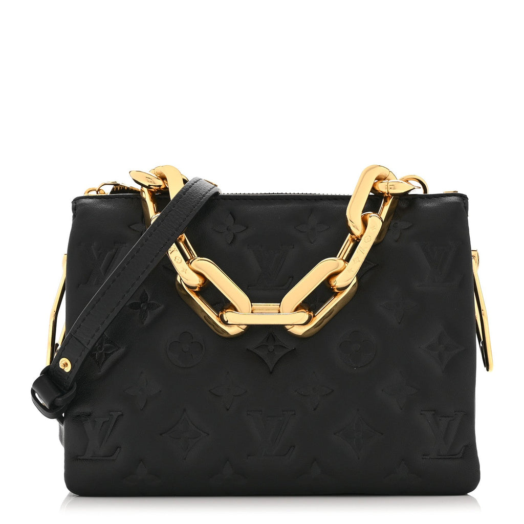 Louis Vuitton Lambskin Embossed Monogram Coussin BB Black