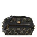 Gucci Jacquard Black Denim GG Monogram Textured Dollar Calfskin Mini Ophidia Shoulder Bag Black Ivory