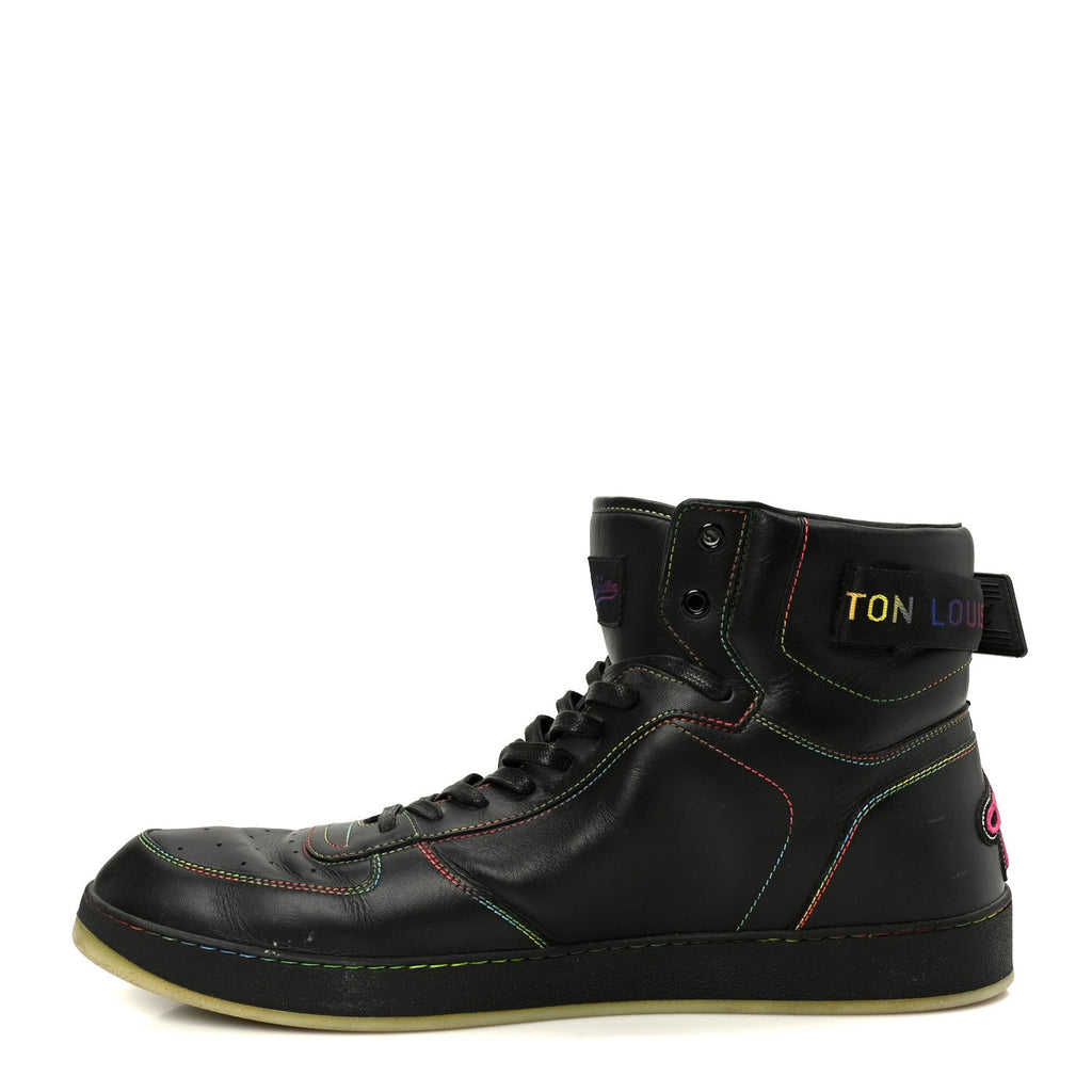 Louis Vuitton Calfskin Rivoli High Top Sneakers 12 Black Multicolor