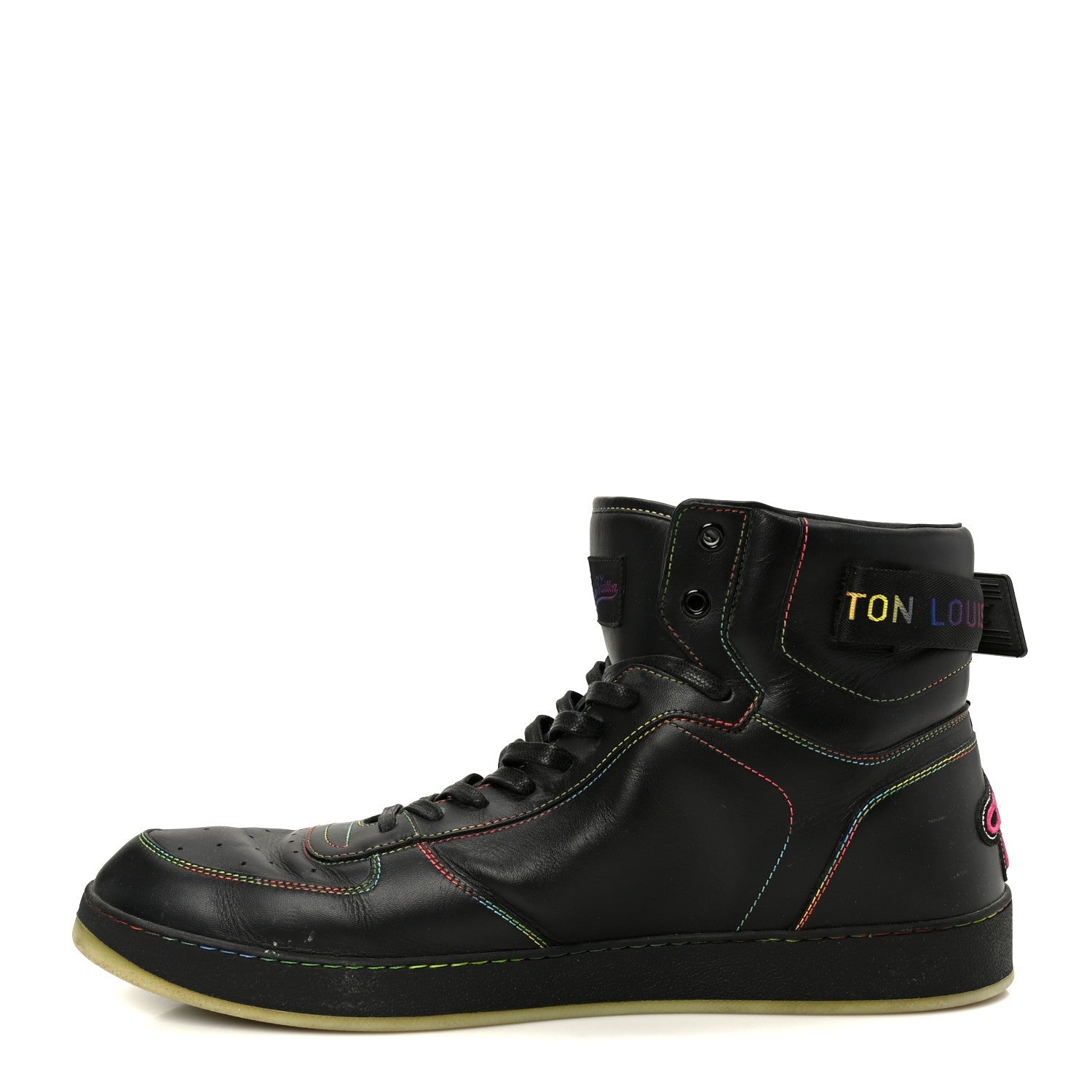 Louis Vuitton Calfskin Rivoli High Top Sneakers 12 Black Multicolor