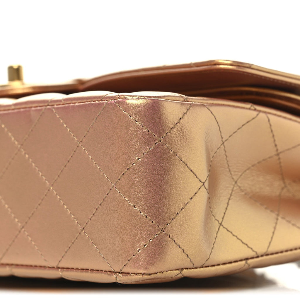 Chanel Metallic Lambskin Quilted Medium Double Flap Golden