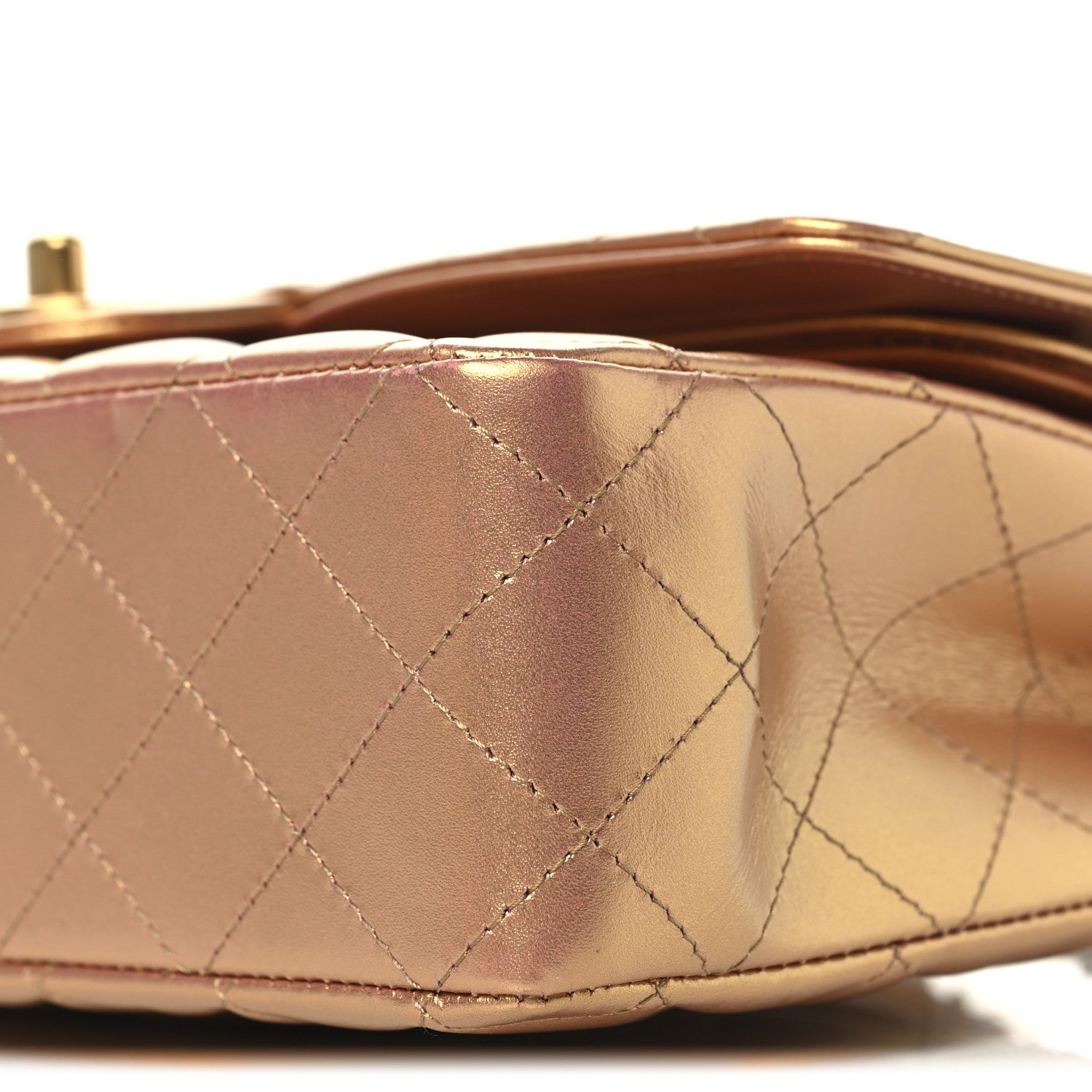 Chanel Metallic Lambskin Quilted Medium Double Flap Golden