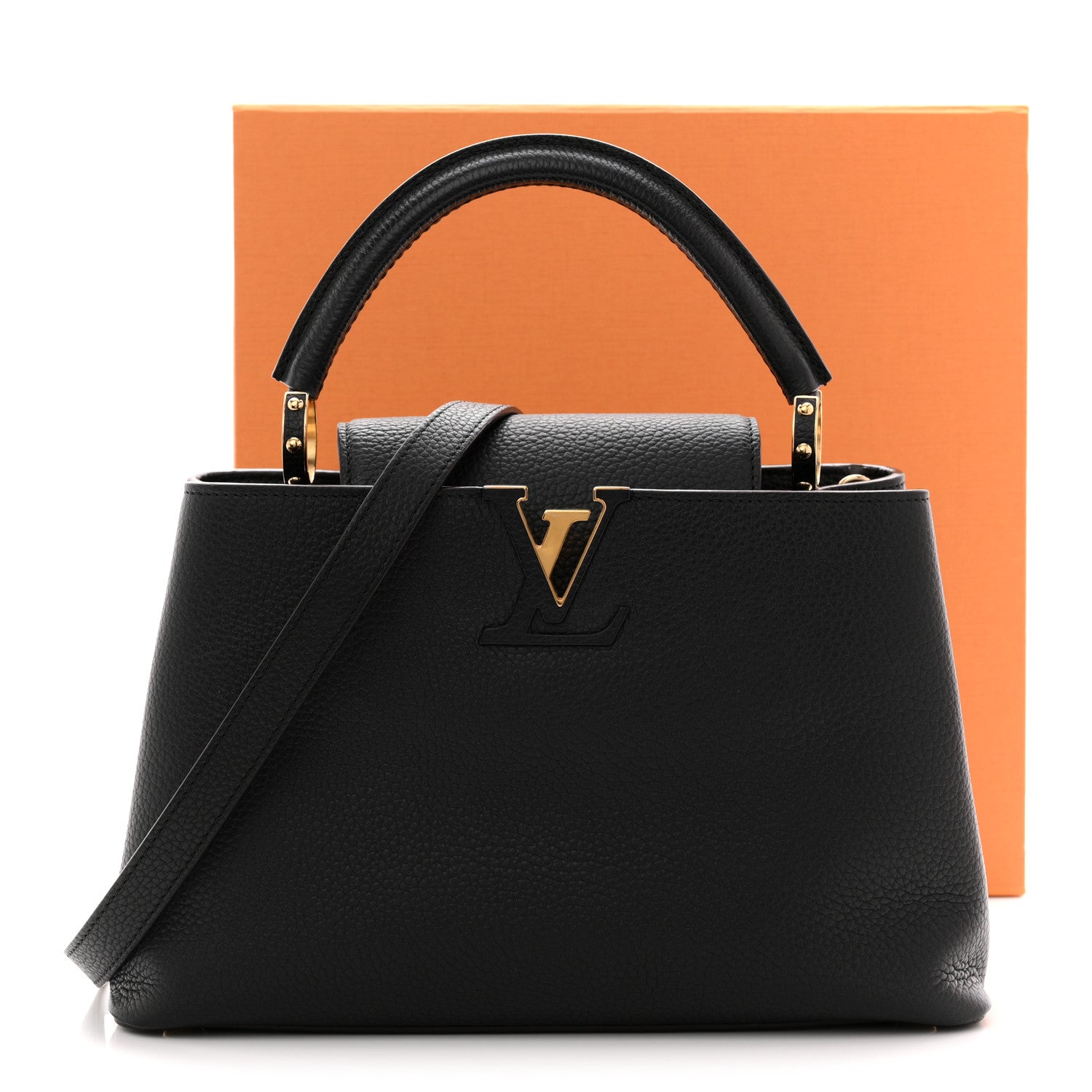 Louis Vuitton Taurillon Capucines MM Black Fuchsia