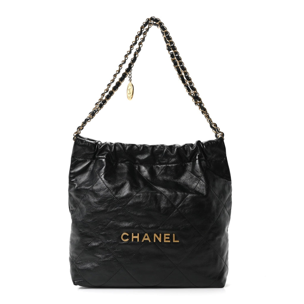 Chanel Shiny Calfskin Quilted Small Chanel 22 Black