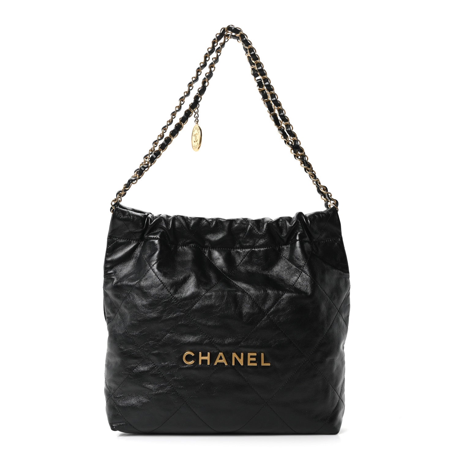 Chanel Shiny Calfskin Quilted Small Chanel 22 Black