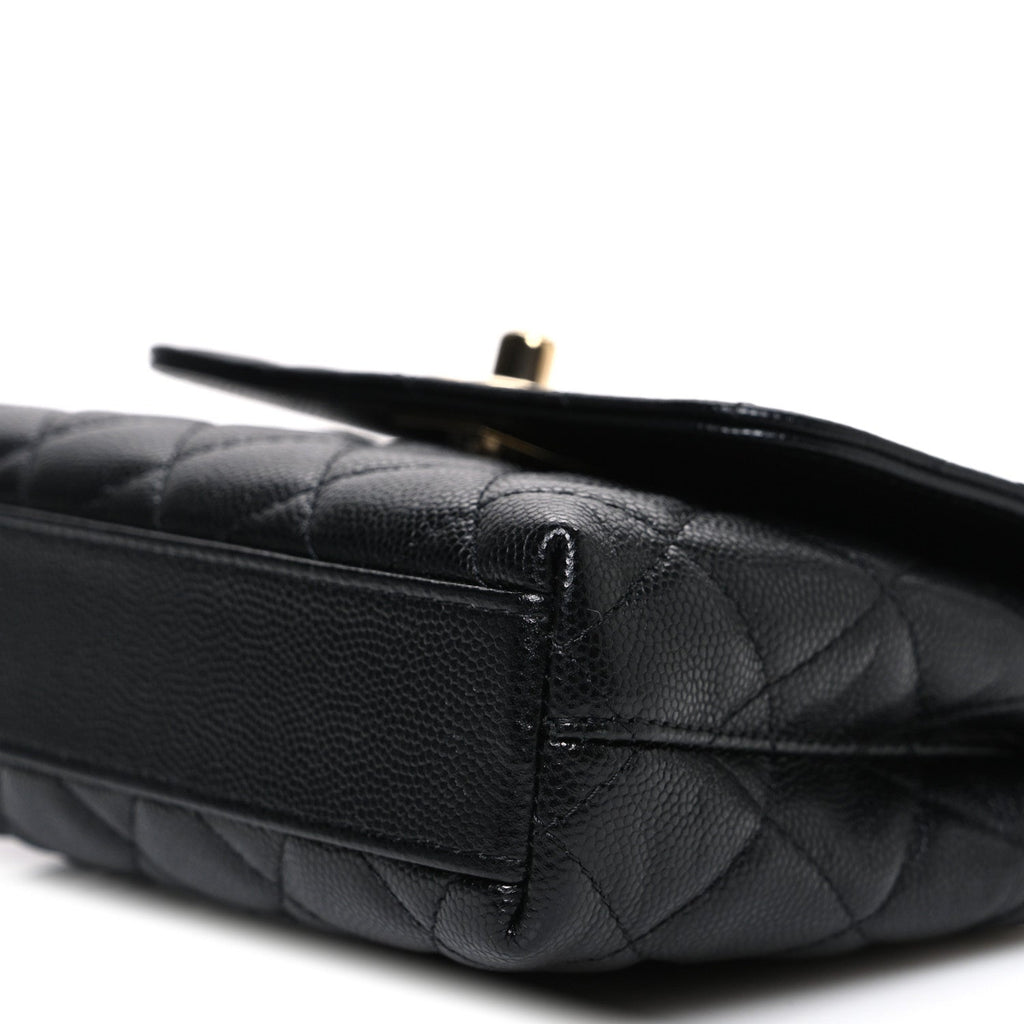 Chanel Caviar Quilted Coco Handle Clutch With Chain Black