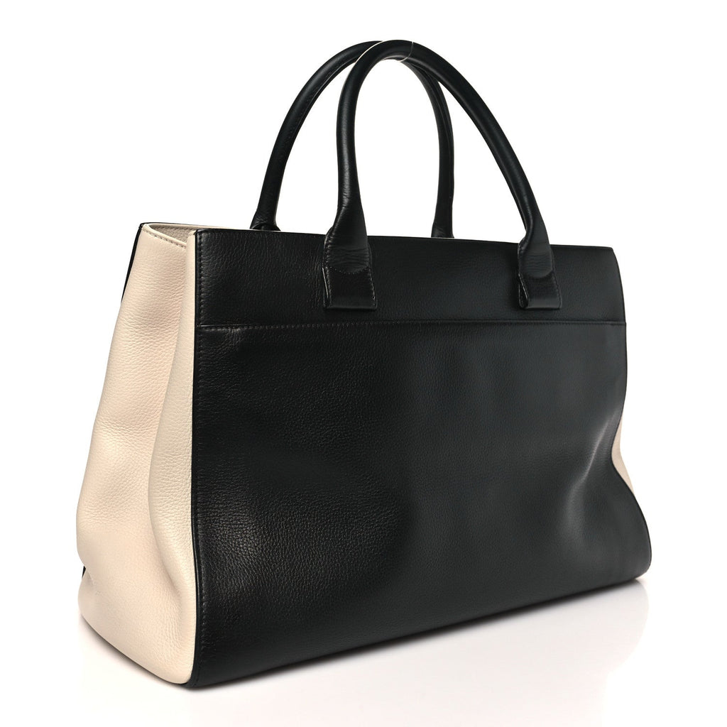 Chanel Grained Calfskin Medium Bi-Color Neo Executive Shopper Tote Black Beige