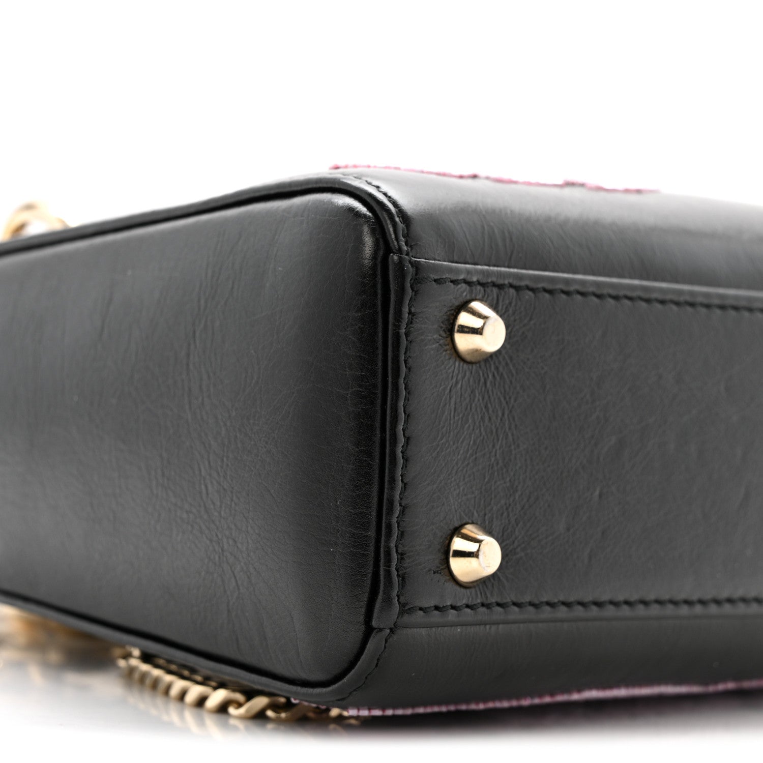 Christian Dior Calfskin Beaded Mini Lady Dior Black