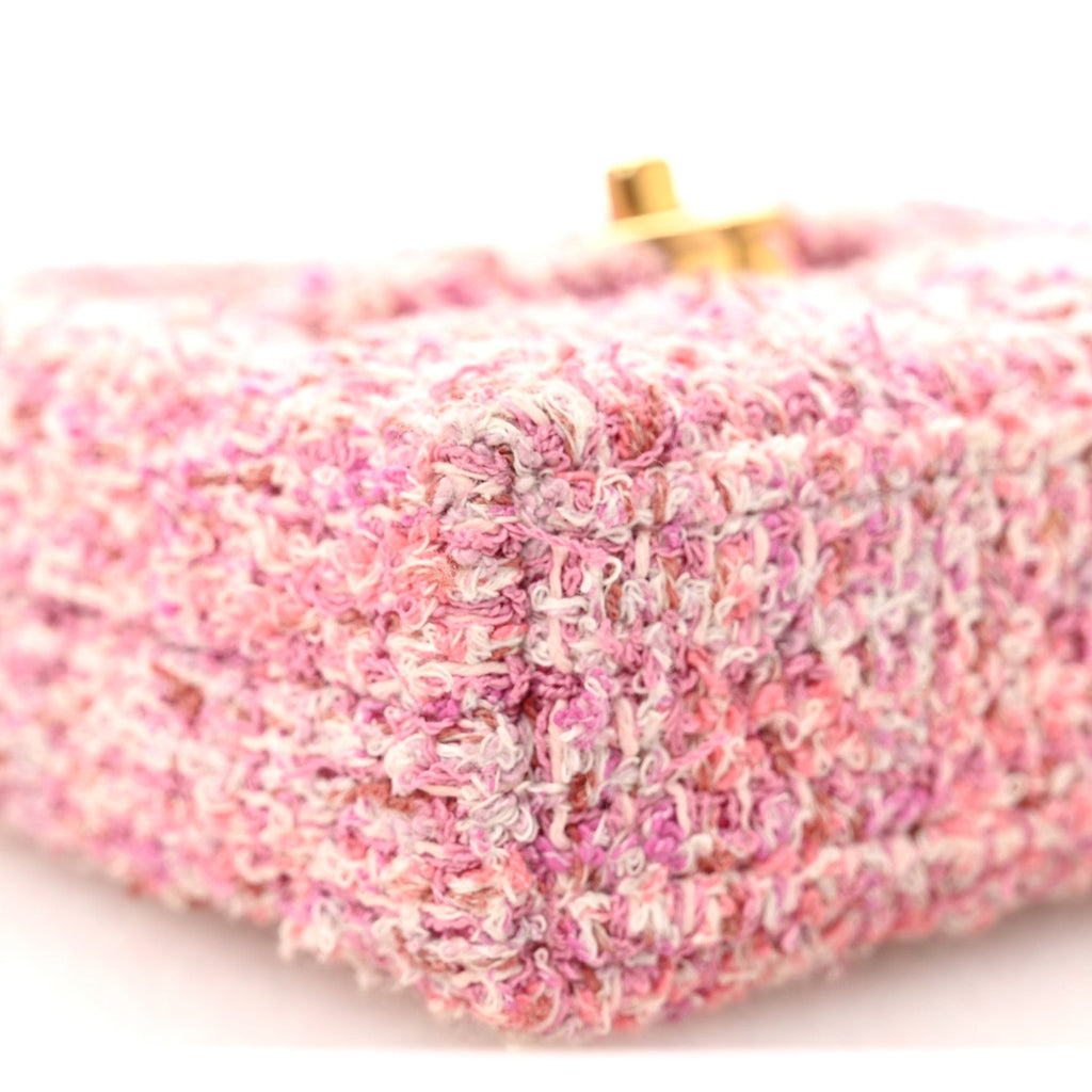 Chanel Tweed Quilted Mini Nano Kelly Shopper Pink