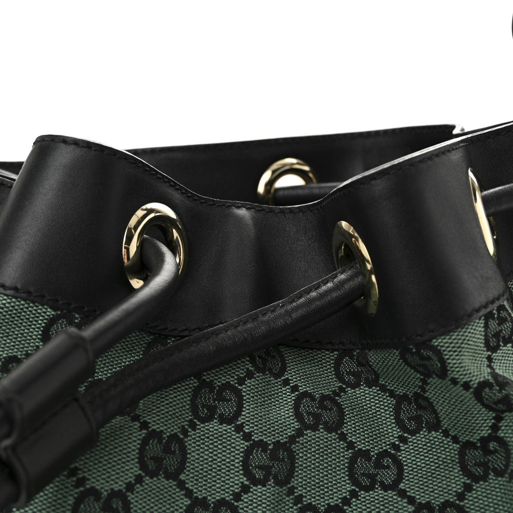 Gucci Monogram Drawstring Shoulder Bag Green