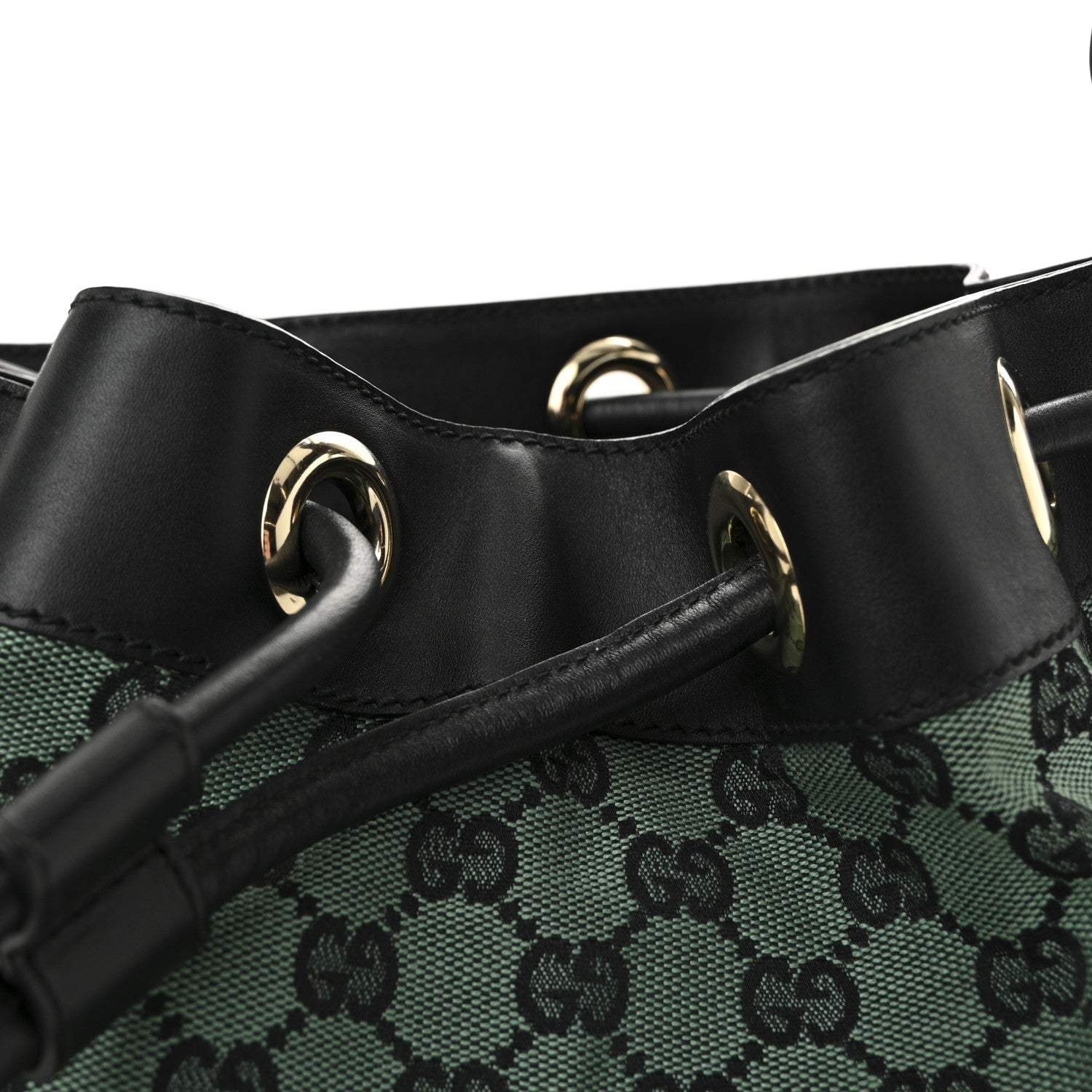 Gucci Monogram Drawstring Shoulder Bag Green
