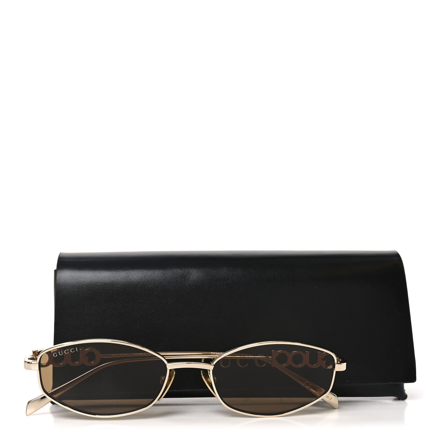 Gucci Metal Logo Oval Sunglasses GG1802S Gold