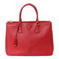 Prada Saffiano Lux Large Double Zip Tote Fuoco