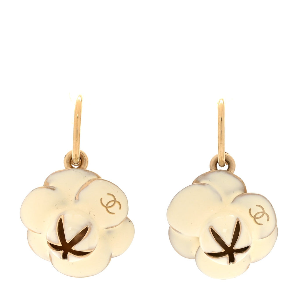 Resin Camelia Earrings White Gold