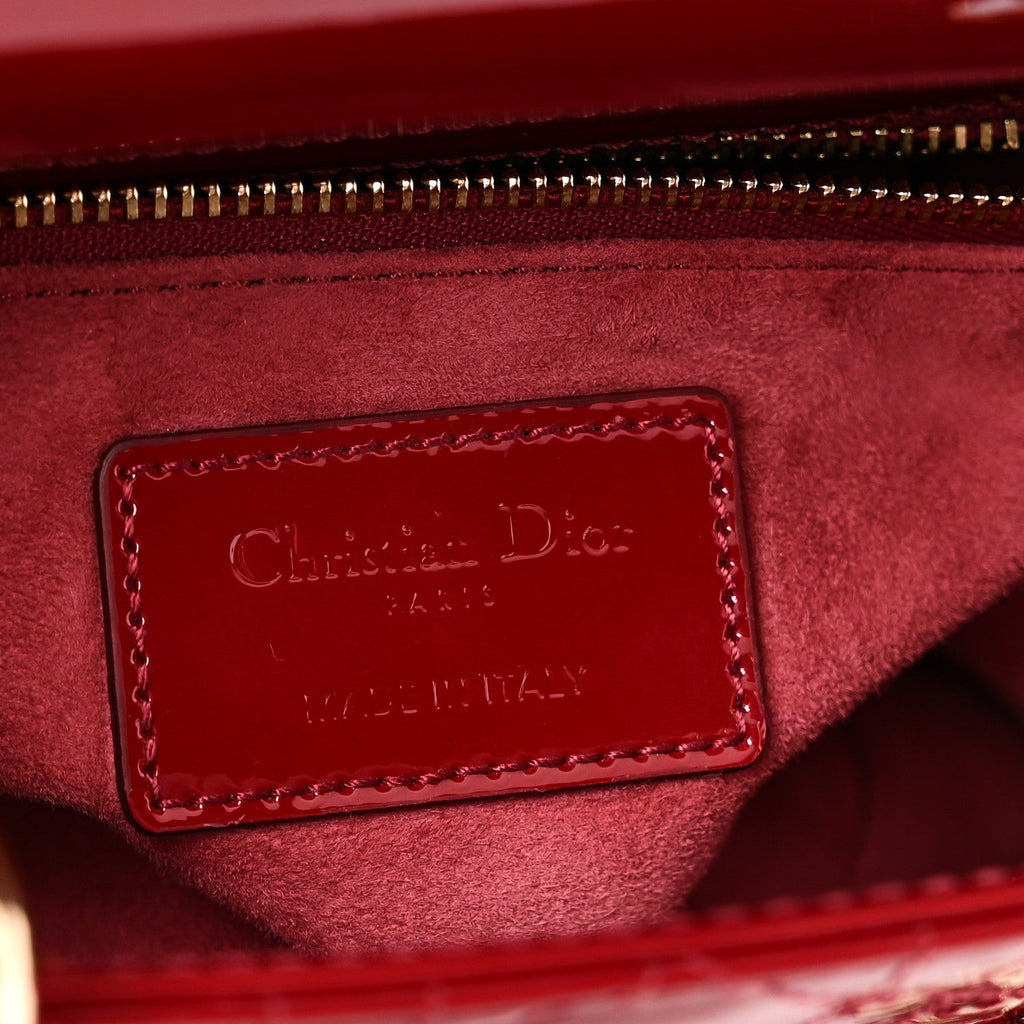 Christian Dior Patent Cannage Small Lady Dior Cherry Red