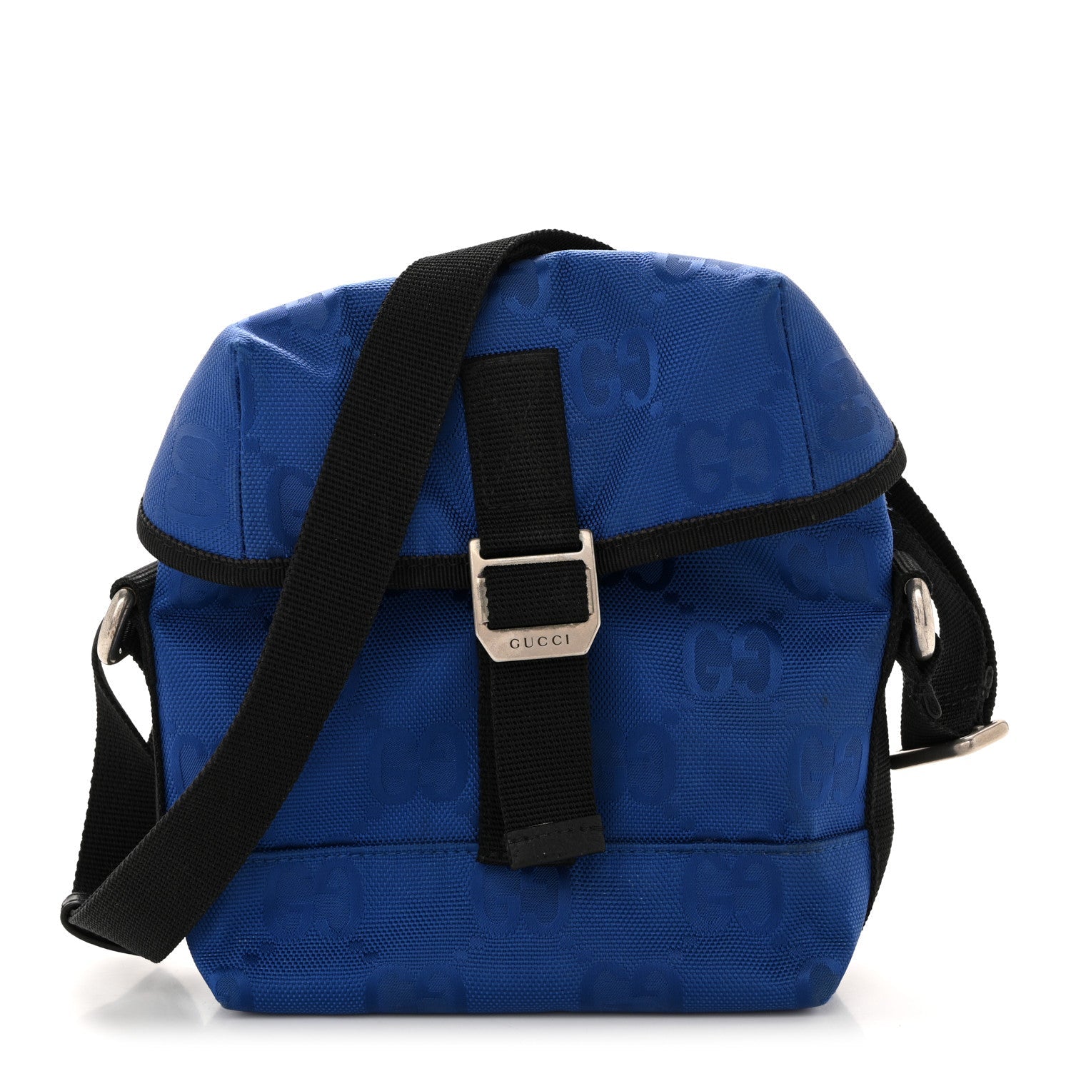 Gucci Econyl Nylon Monogram Off The Grid Messenger Bag Orient Blue Black